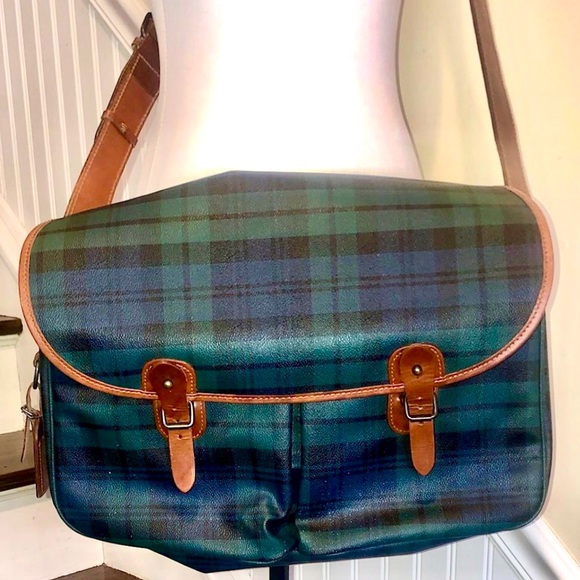 K RALPH LAUREN Black Watch Plaid Crossbody Messenger Camp School College Bag - Picture 3 of 17